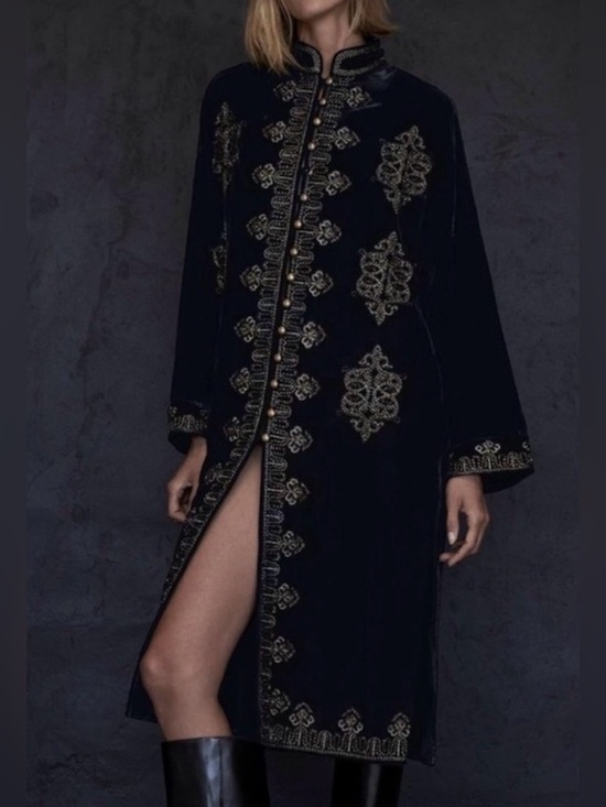 Zara Jackets & Blazers - ** ISO ** Zara Embroidered Velvet Kimono
